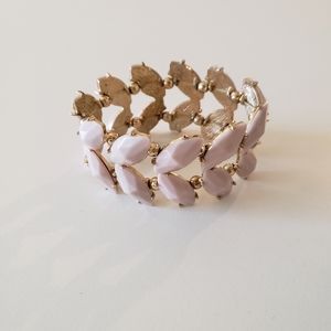 Pale Pink and Gold Stretch Bracelet